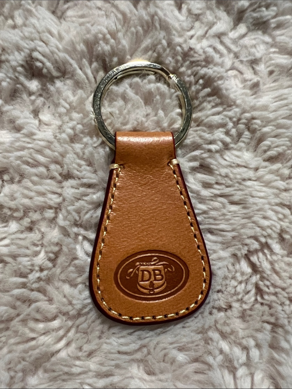 Dooney & Bourke Tan Leather Key Fob with Embossed DB Logo